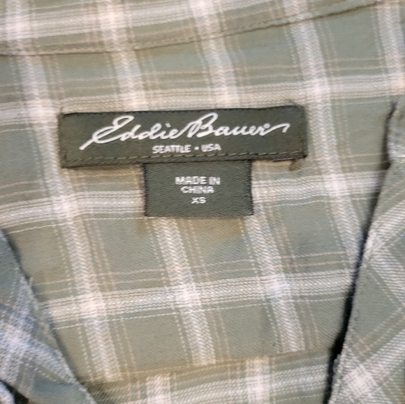 Eddie Bauer Flannel Top Size XS Olive - Picture 2 of 7